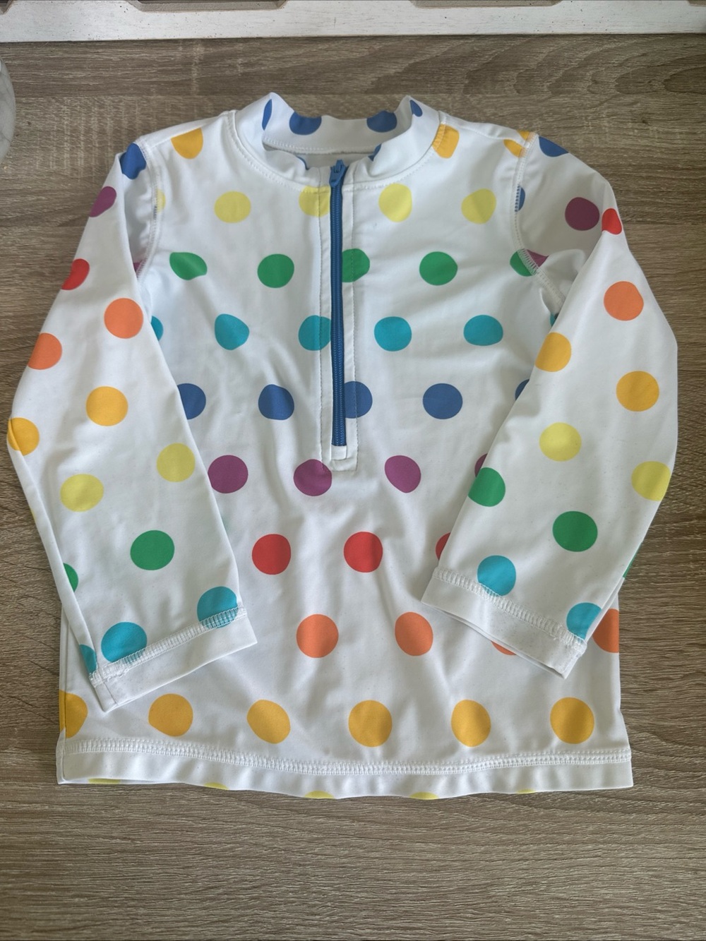 Primary Rainbow Polka Dot Rashguard   Size 18-24 Mnths Tiny Spots